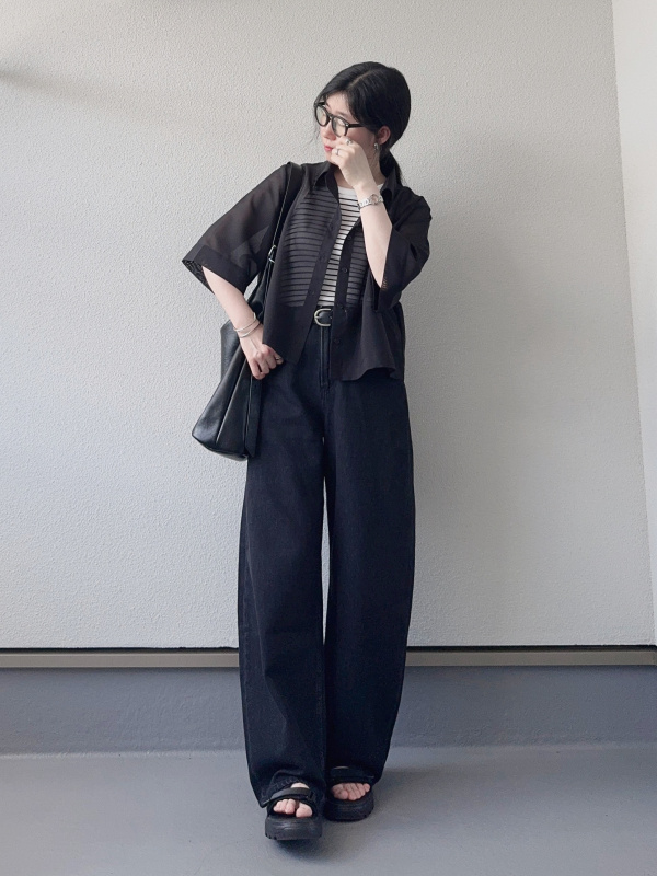 シアーシャツ(5分袖)Q（レディース）の着用コーディネート一覧| ジーユー