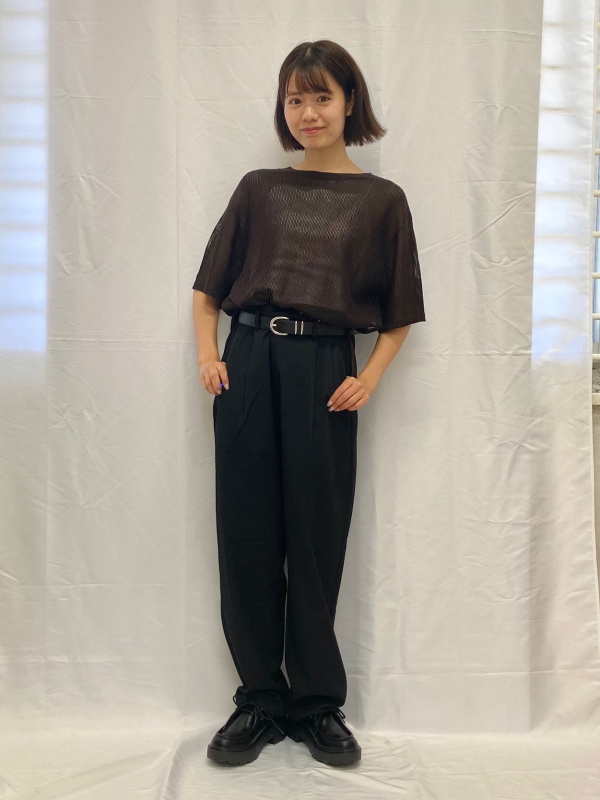 メッシュニットオーバーサイズプルオーバー(5分袖)Q（レディース）の