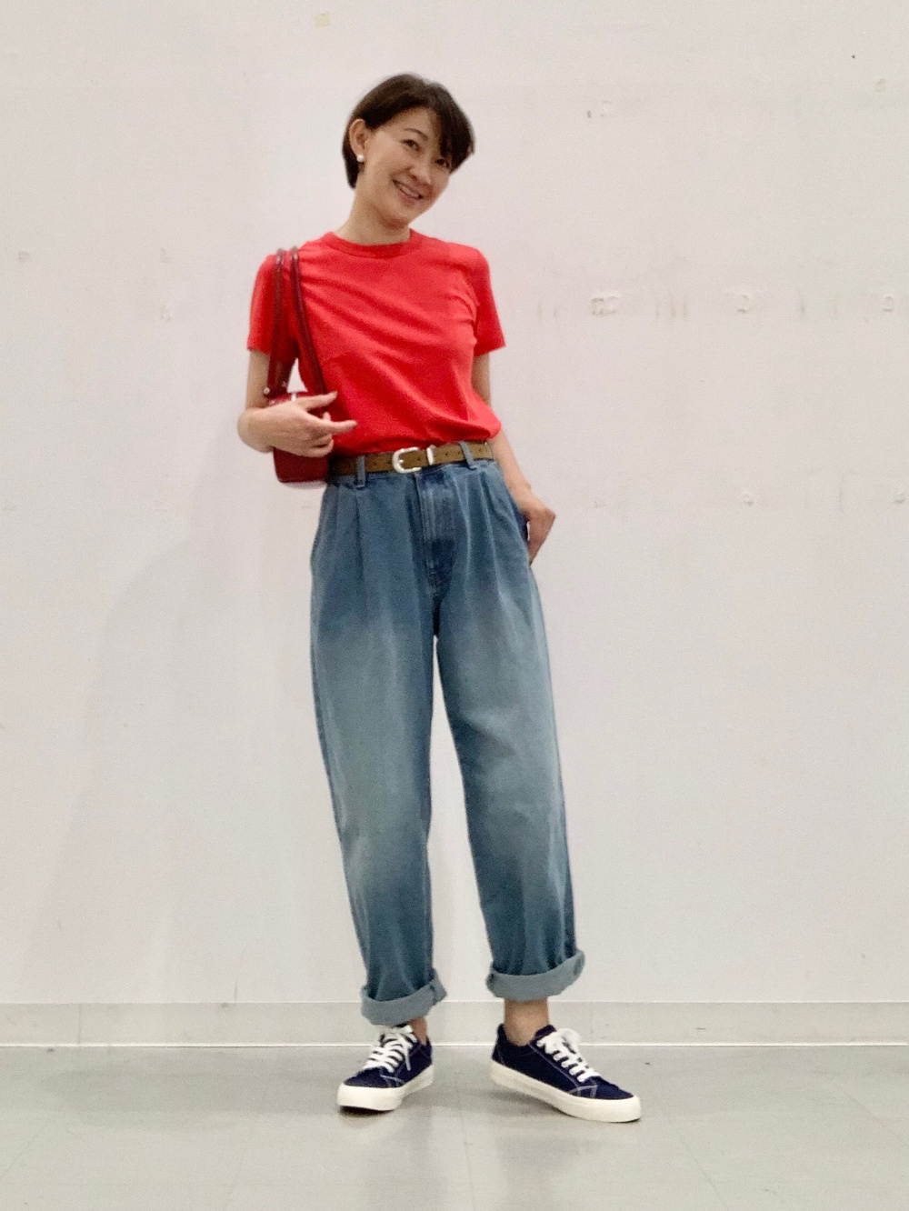 もっちさま専用(^^)GU♡ストレートデニムパンツ♡コットン♡ コットンスムースクルーネックT、デニムキャロットパンツ(丈標準