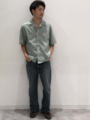 GU公式 | オープンカラーシャツ(5分袖)(フラワー)