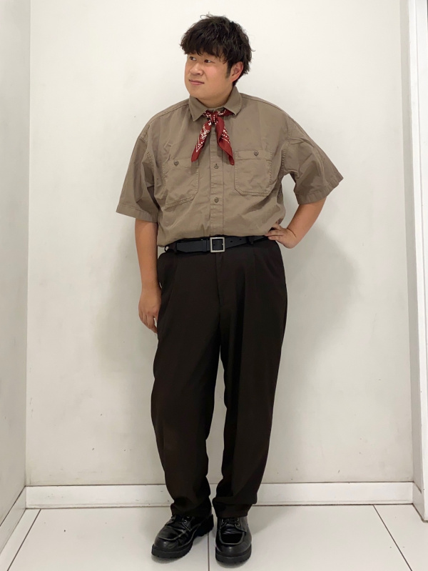 ツイルボクシーワークシャツ(5分袖)Q（メンズ）の着用