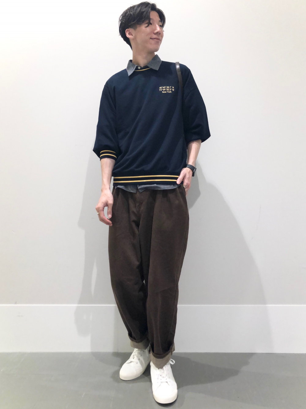 Broadcloth Oversized Checked Shirt/HalfSlv、Denim Carrot