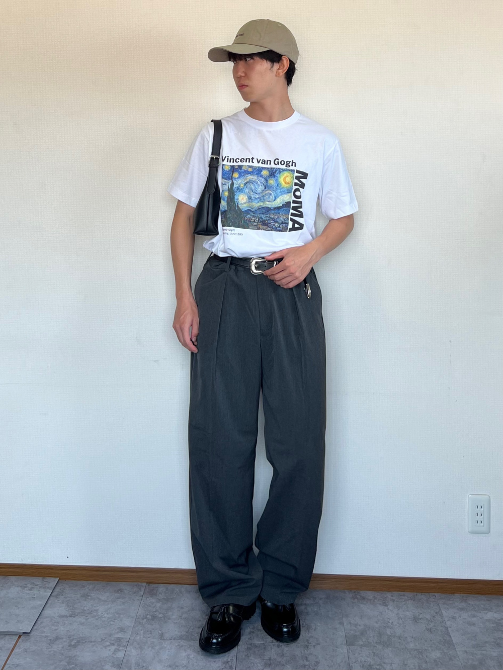バレルレッグスラックス+EC(丈長め79.0cm)」の着用コーディネート