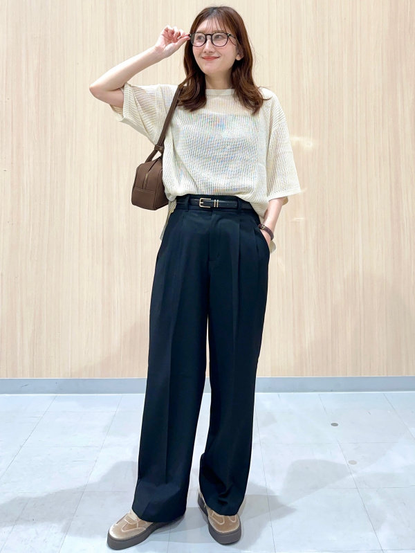 メッシュニットオーバーサイズプルオーバー(5分袖)Q（レディース