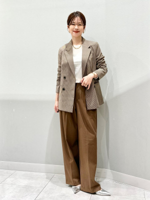 GU ジーユー ダブルブレストチェックジャケット ブラウン L GU】「これは売り切れる予感」「ヘビロテしそう」レビュー絶賛の