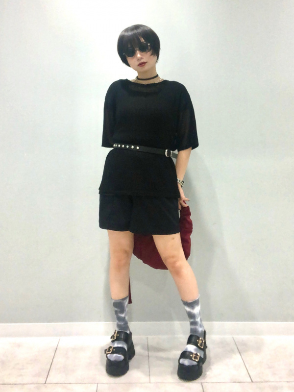 メッシュニットオーバーサイズプルオーバー(5分袖)Q（レディース）の