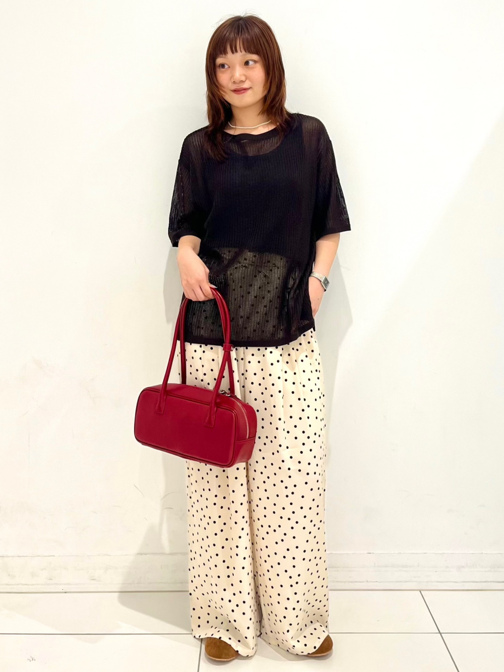ドットプリントプルオンパンツZ+E」の着用コーディネート| ジーユー