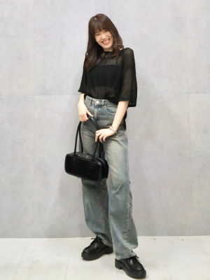 GU公式 | メッシュニットオーバーサイズプルオーバー(5分袖)Q