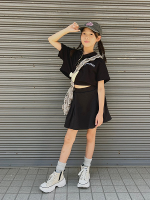 GU公式 | GIRLSクロップドロゴスウェットパーカ(5分袖)JR(キッズ)