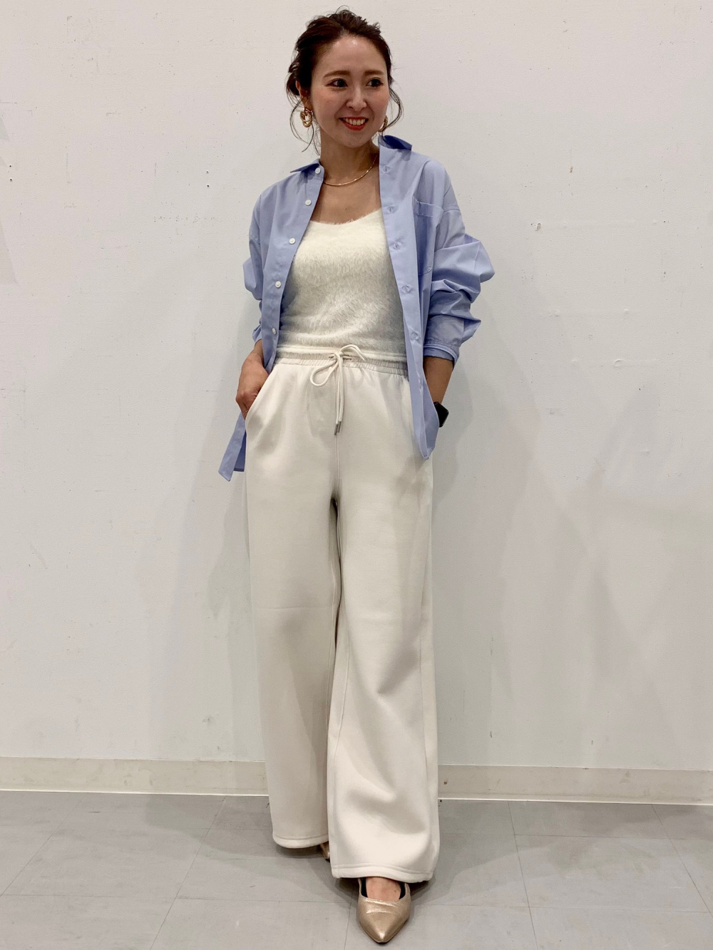 Puff Sweat Baggy Pants、Bra-Feel Cropped Feather Camisole