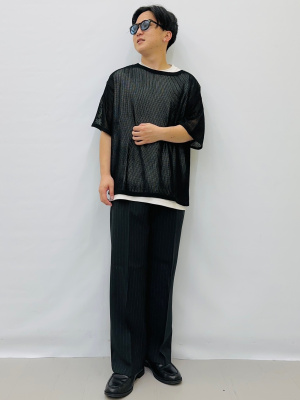 GU公式 | メッシュニットオーバーサイズプルオーバー(5分袖)Q