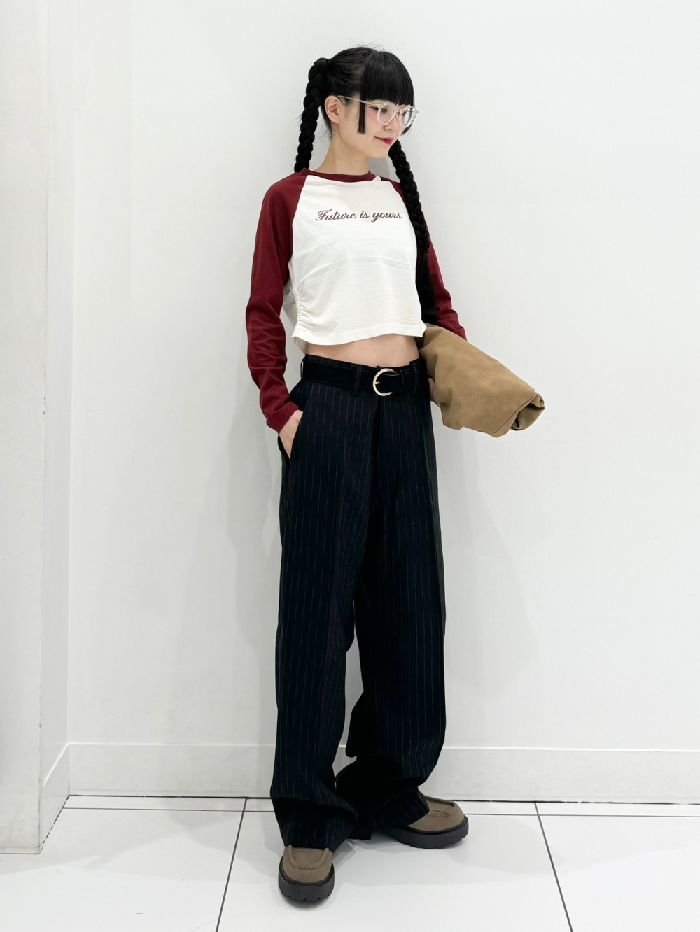 GIRLSシャーリングラグランT(長袖)JR、ワイドスラックス