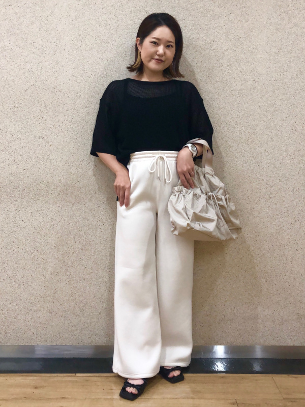 メッシュニットオーバーサイズプルオーバー(5分袖)Q（レディース）の