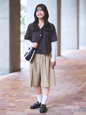 GU公式 | ビッグカラーブラウス(5分袖)