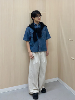 GU公式 | デニムボクシーワークシャツ(5分袖)
