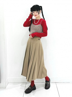 【GU】プリーツミディスカート　M　ピンクベージュ 2162783424.jpg?1706539734