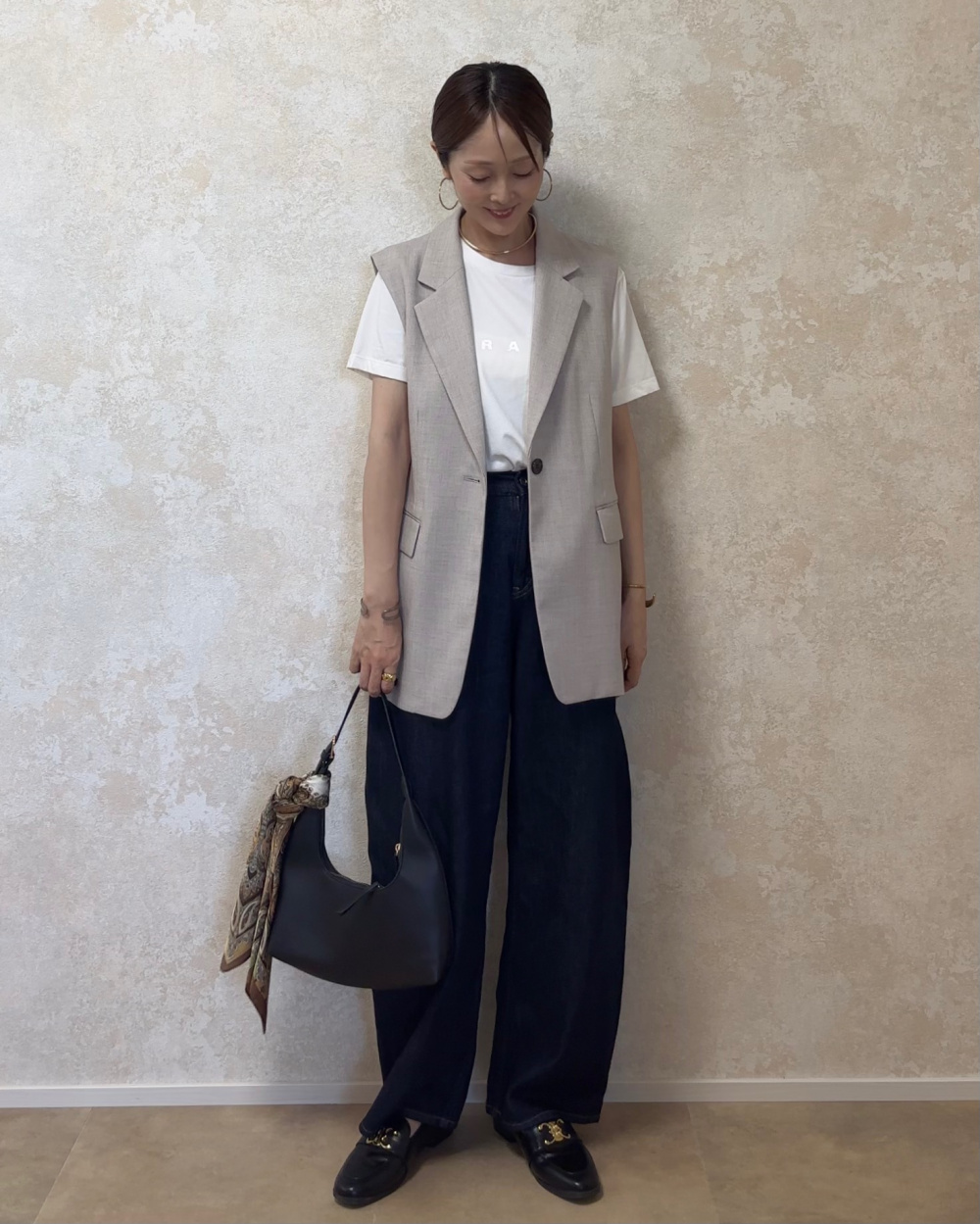 テーラードベストZ」の着用コーディネート| ジーユー
