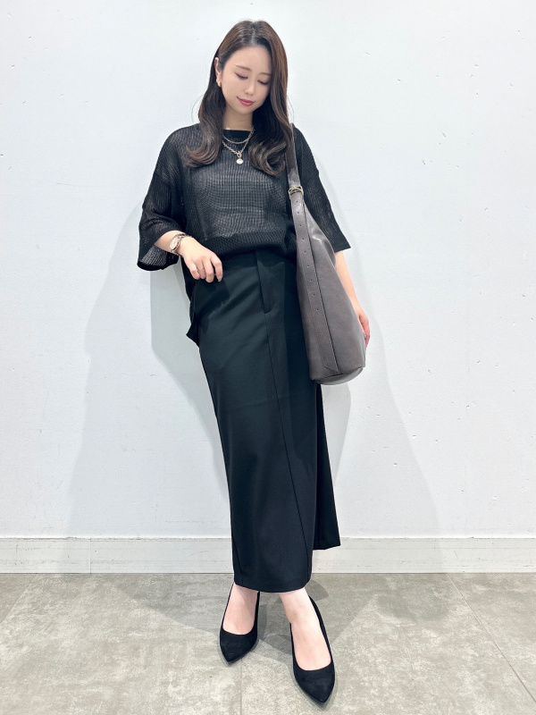 メッシュニットオーバーサイズプルオーバー(5分袖)Q（レディース