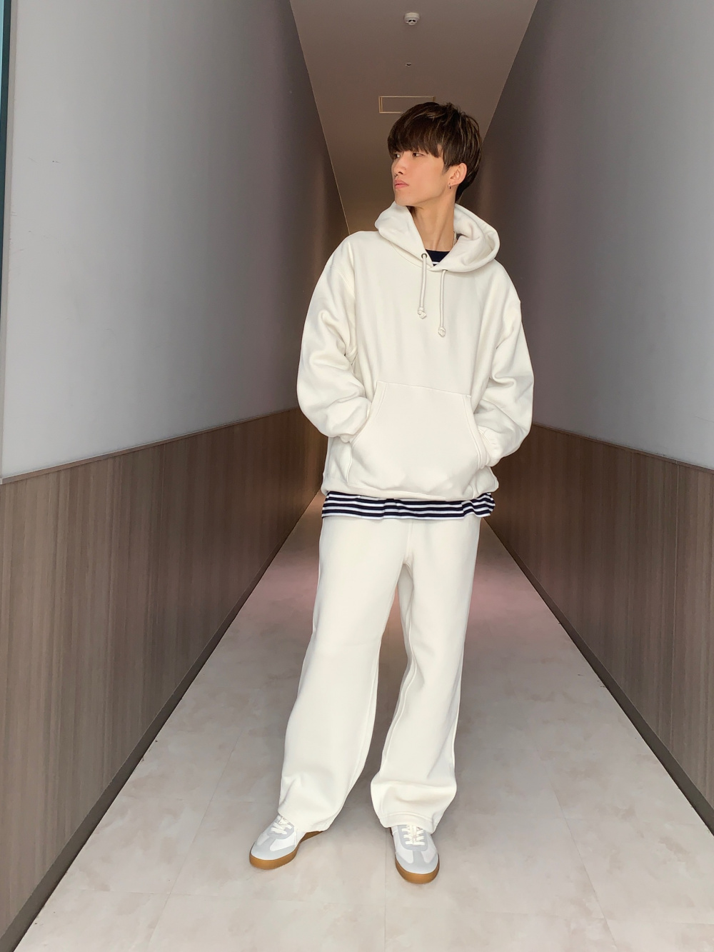 定価3万6千円 高級サマースウェットパンツ ベイビーブルーグラデーション ゴールスタジオ シグネイチャー ベーシック ルーズ ジョガー