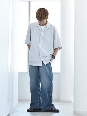 スポーツ服 GU公式 | オープンカラーシャツ(5分袖)