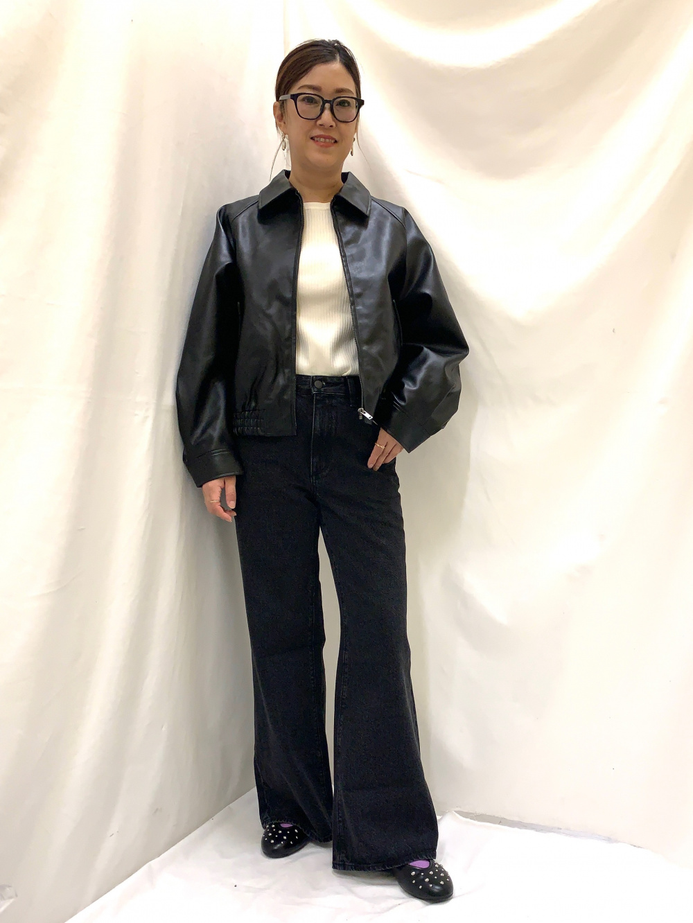 Ribbed Knitted Button Sleeve Pullover/Z、Faux Leather Harrington