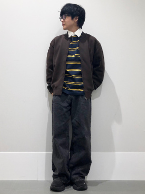 GU公式 | ラガーシャツ(ボーダー)