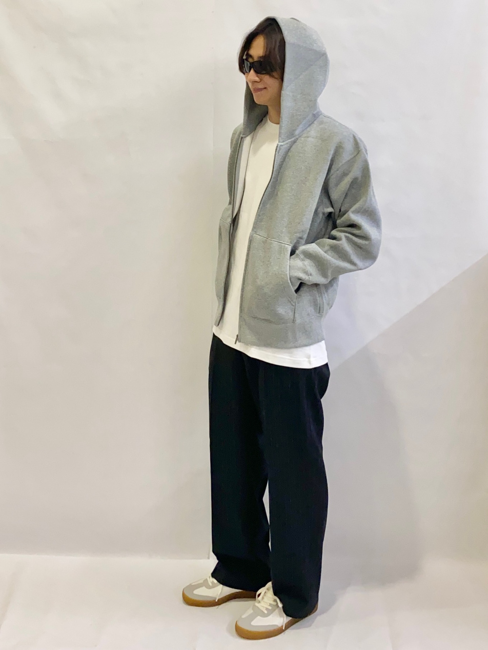 ソフトコットンクルーネックT(長袖)、フルジップニットジャケット by