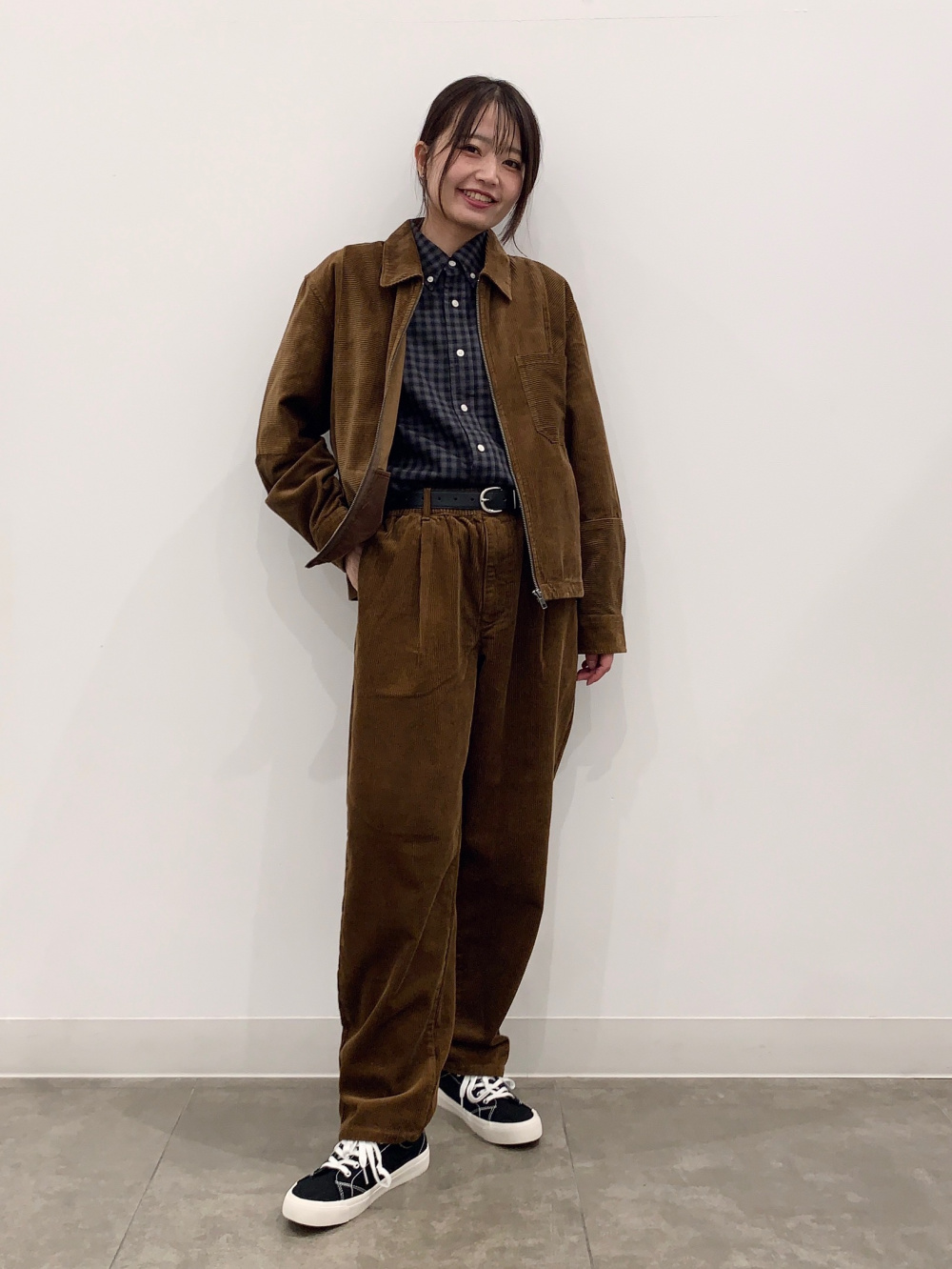 コーデュロイジップアップシャツジャケット、コットンチェックシャツ