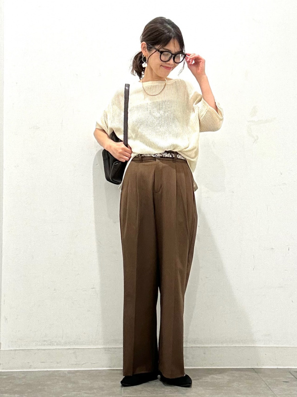 メッシュニットオーバーサイズプルオーバー(5分袖)Q（レディース）の