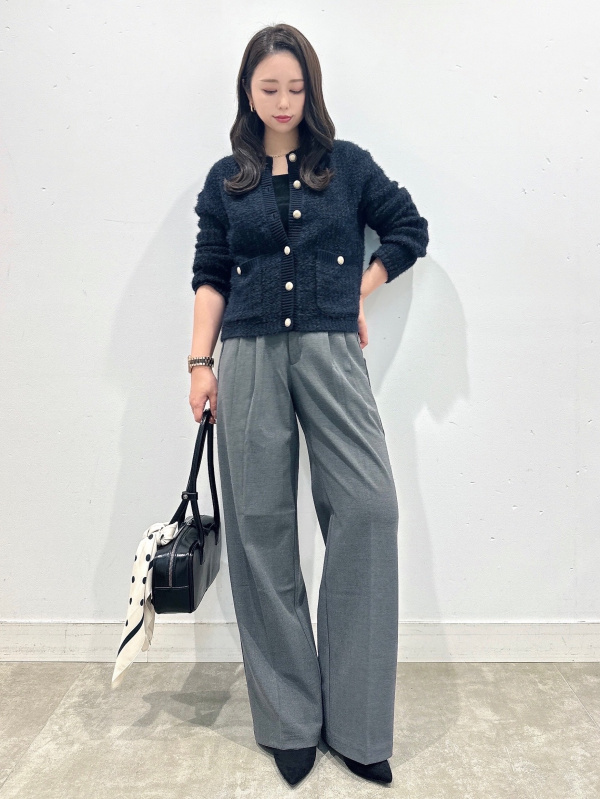 リブポロセーター(7分袖) by rokh、タックワイドパンツ(丈標準70.0