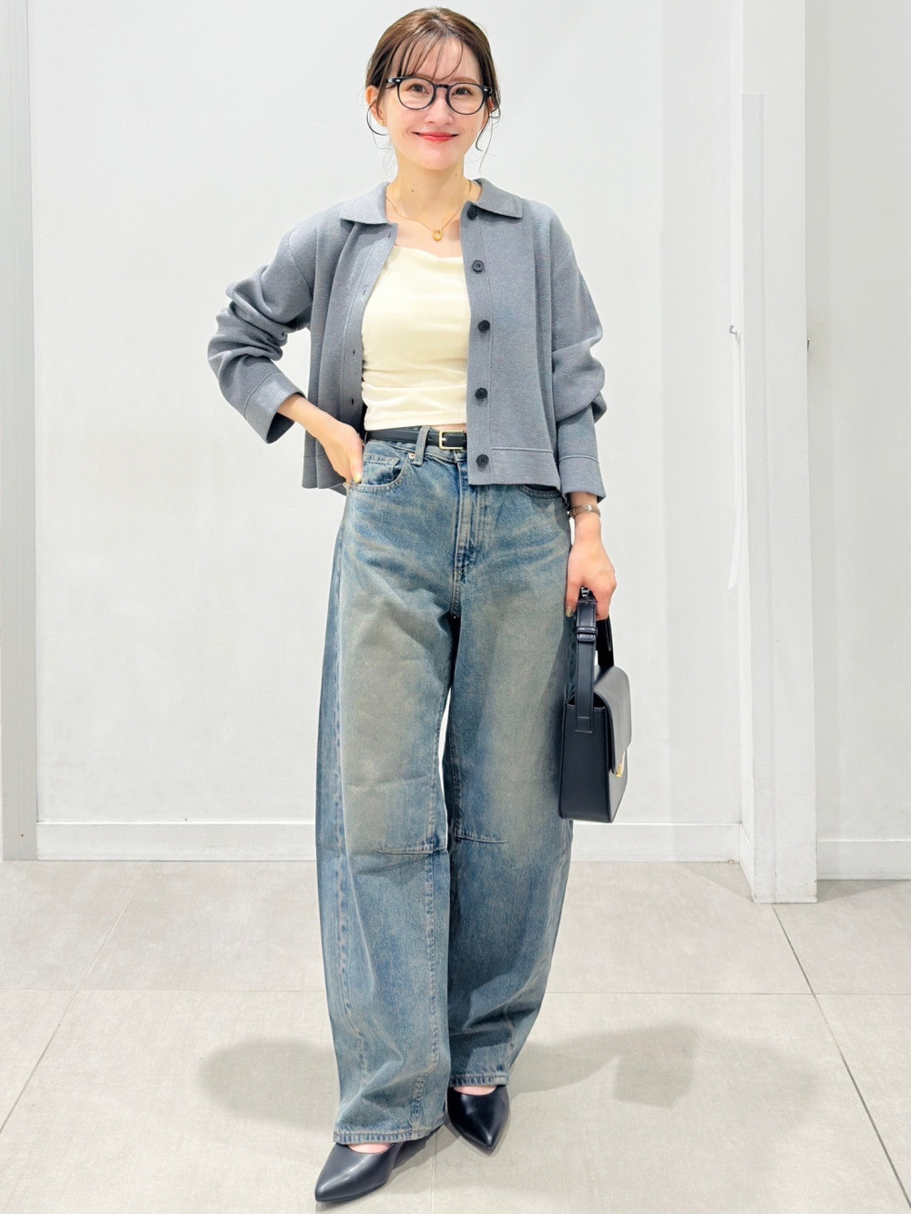 デニムジップアップブルゾン(セットアップ可能)、ストレッチリブ