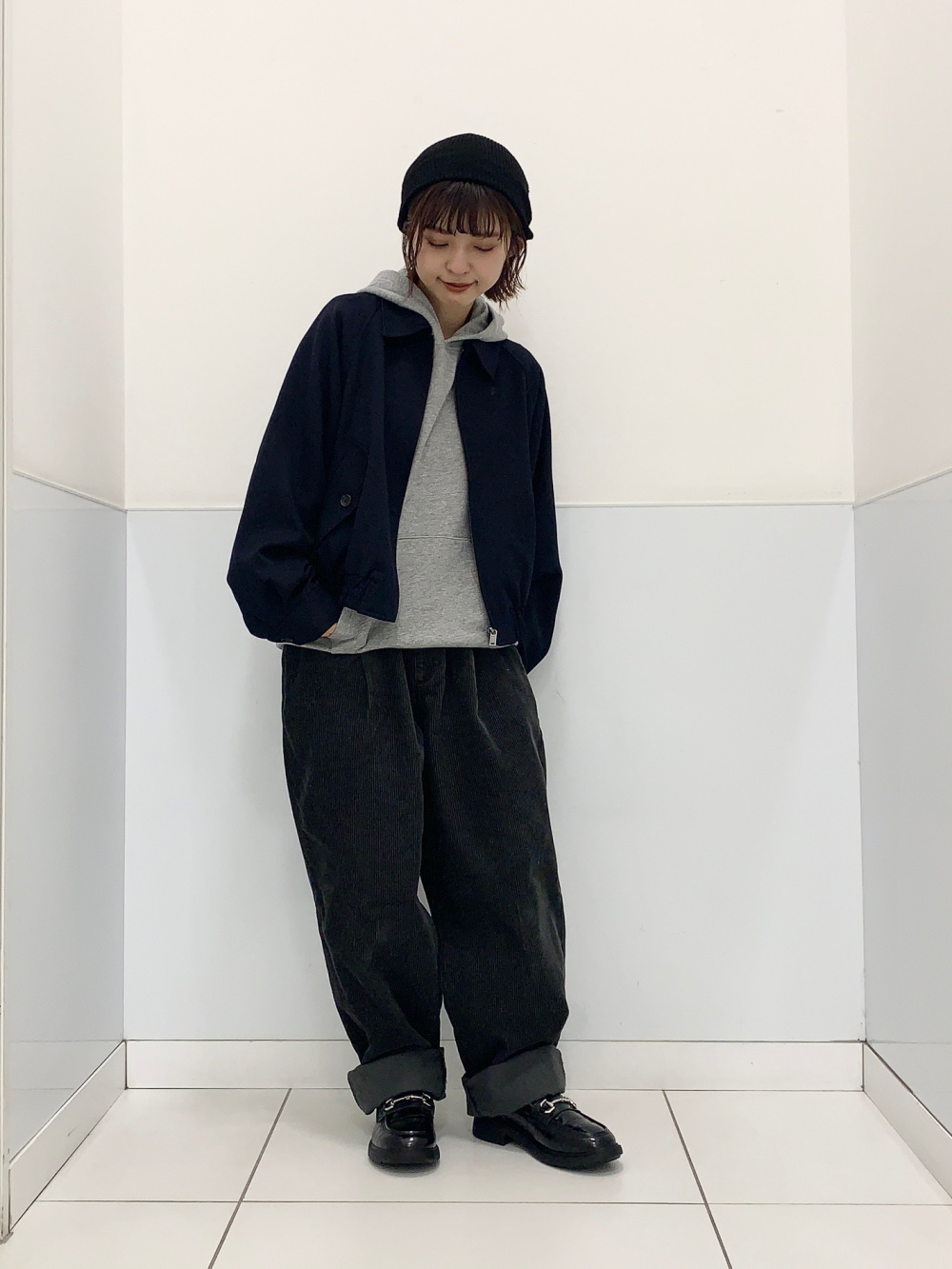 コーデュロイジップアップシャツジャケット、ラガーシャツ(ボーダー