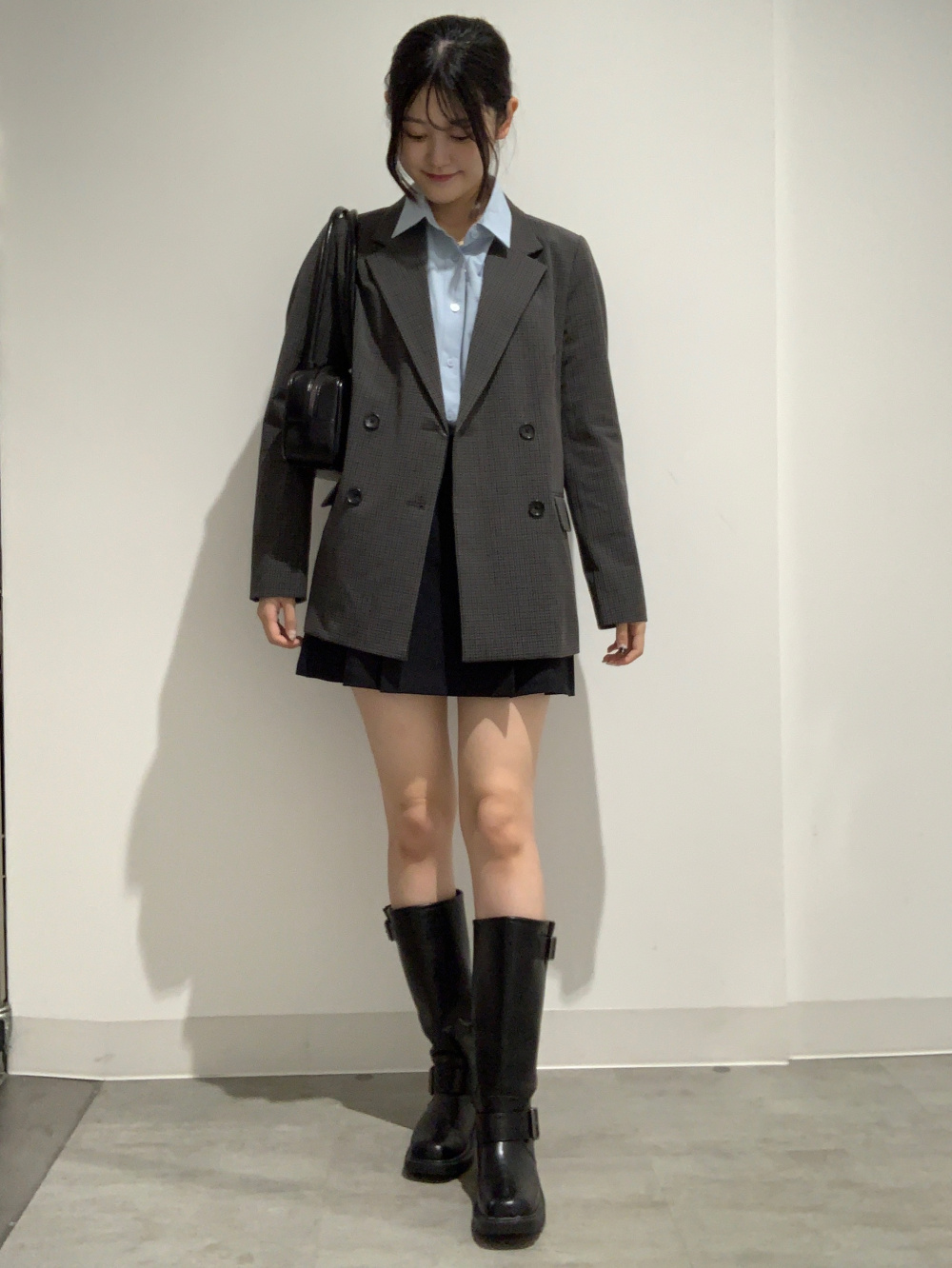 ローゲージハーフジップセーター、バブルヘムミディスカートQ