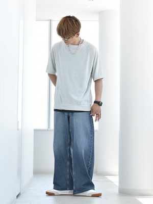 やーたん GU公式 | シアークルーネックセーター(5分袖)+E