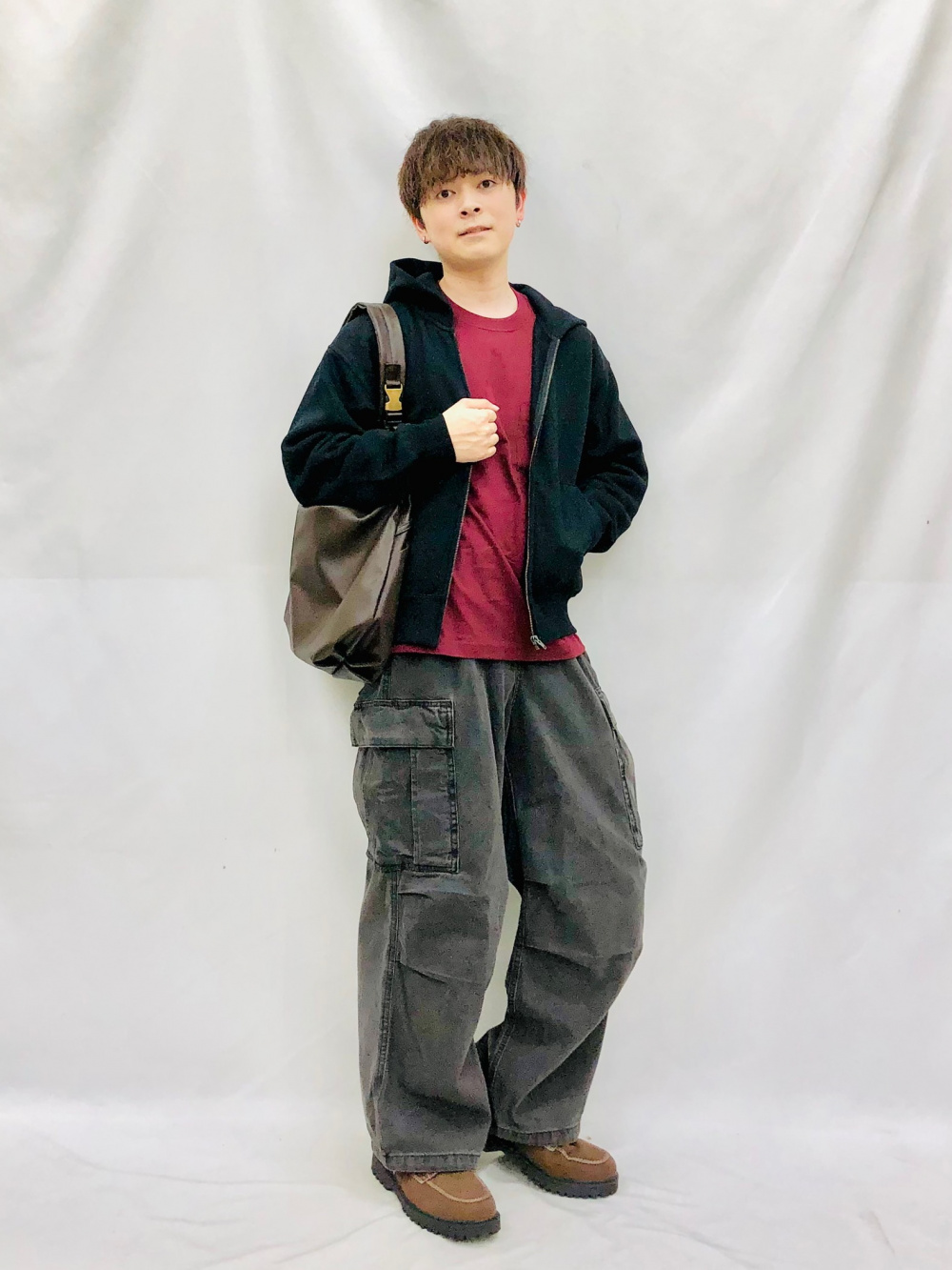 ヒートパデッドモッズコート、デニムスーパーワイドカーゴパンツ