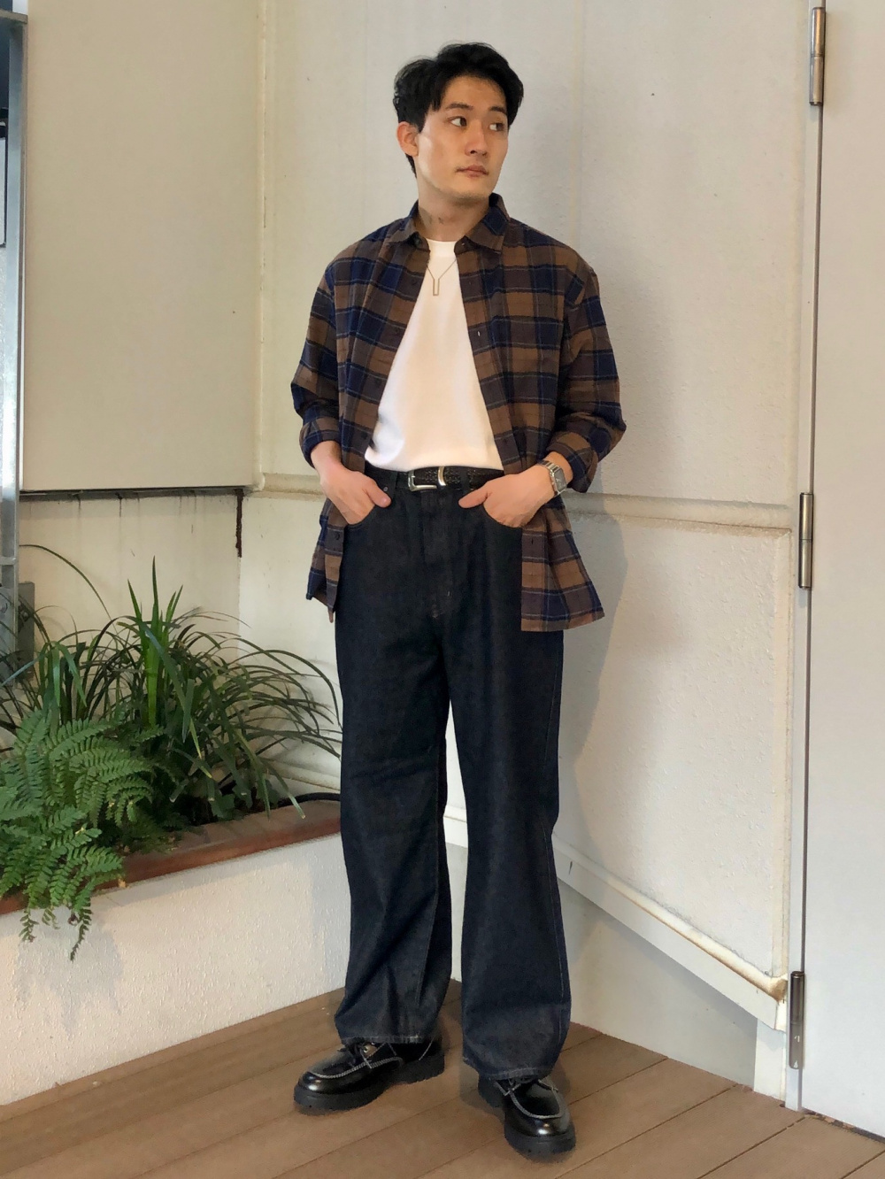 Check styling ideas for「Open Collar Shirt | HalfSlv、Baggy Jeans