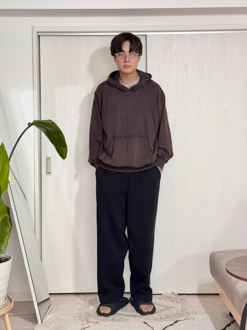 ウォッシュドスウェットワイドパンツ(セットアップ可能)、ウォッシュド