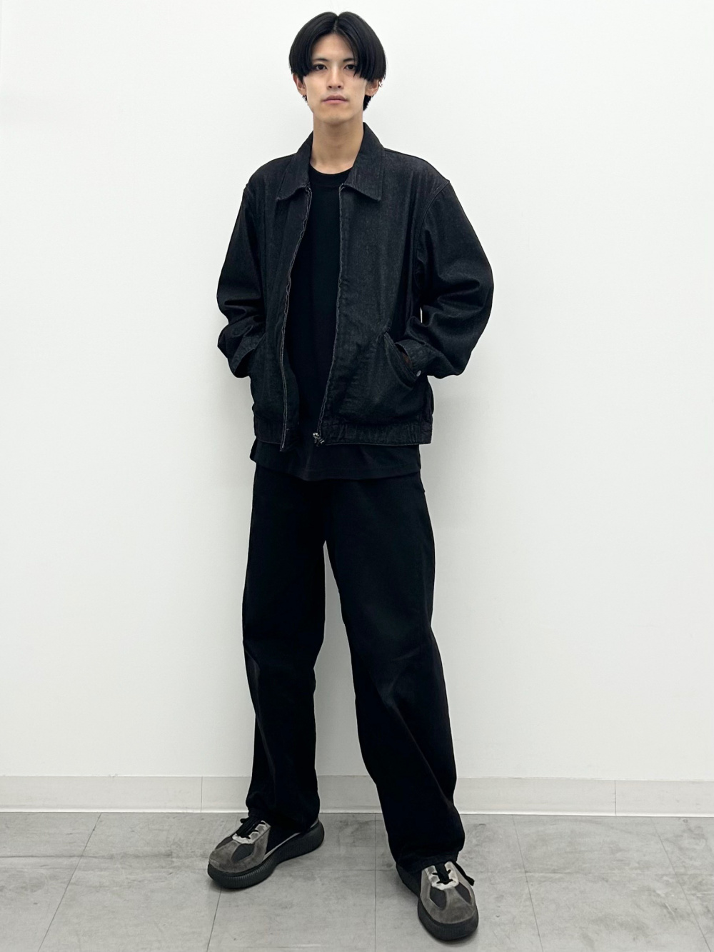 デニムジップアップジャケット、ウォッシュドグラフィックT Honda」の