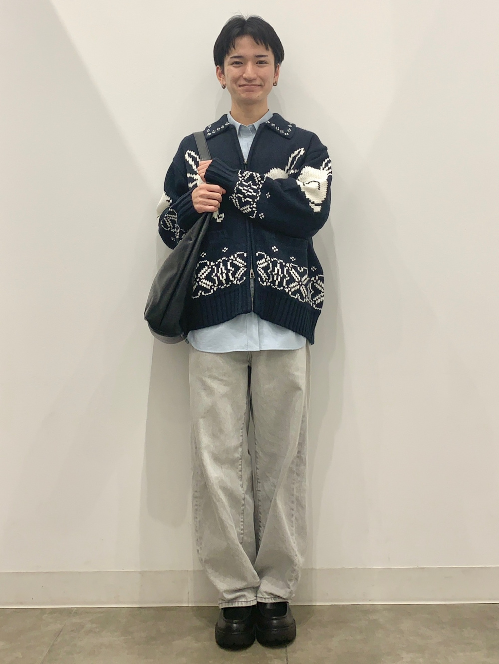 グラフィックT by rokh +X、フルジップニットジャケット by rokh