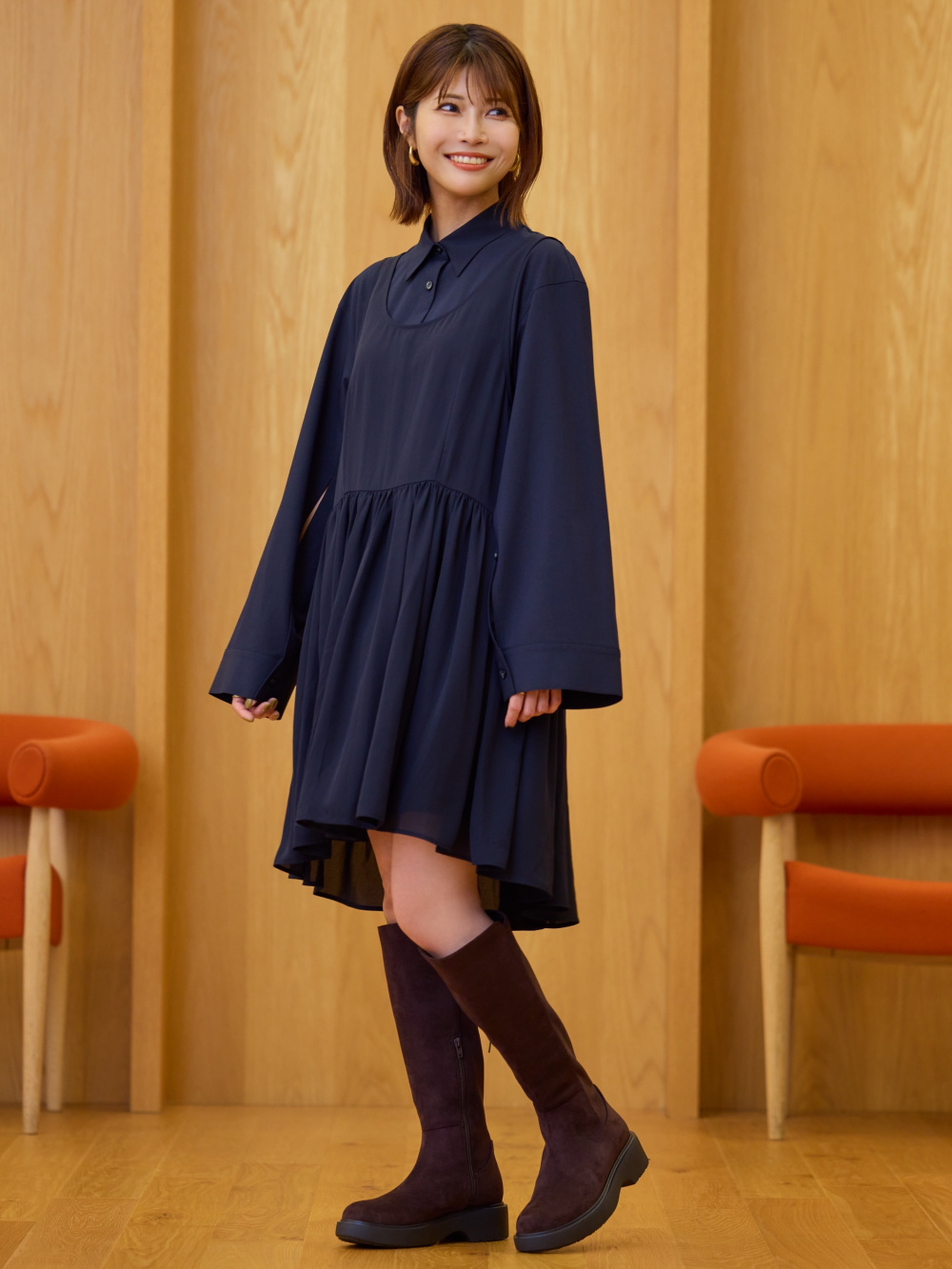 2ピースシャツミニワンピースセット by rokh、ウルトラストレッチ