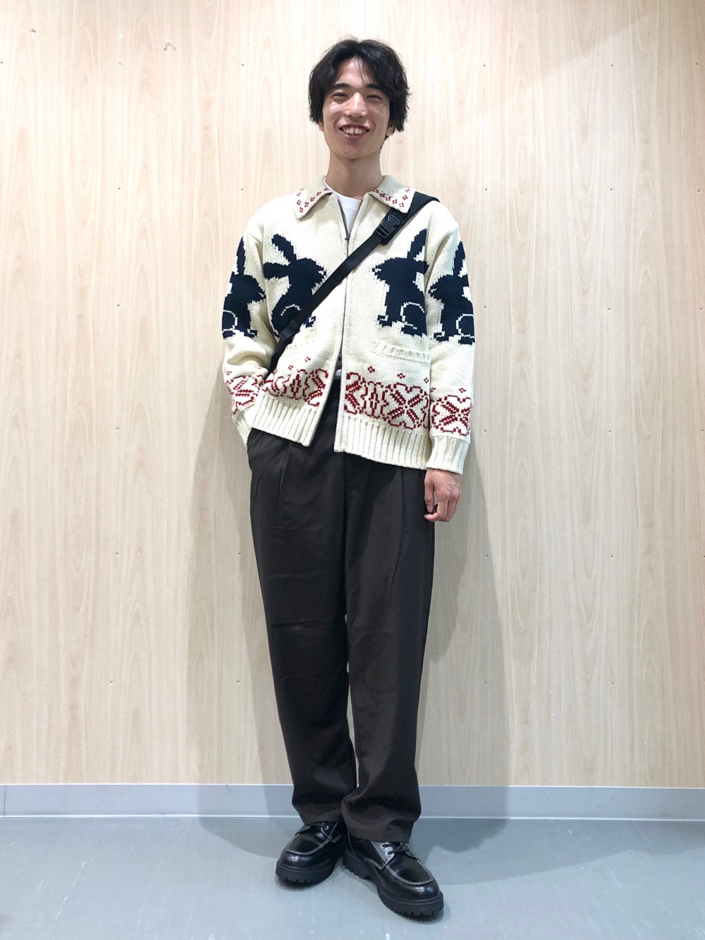 rokh x gu コラボ☆L☆フルジップ ニットジャケットセーター☆ネイビー rokh x gu コラボ☆L☆フルジップ ニットジャケットセーター