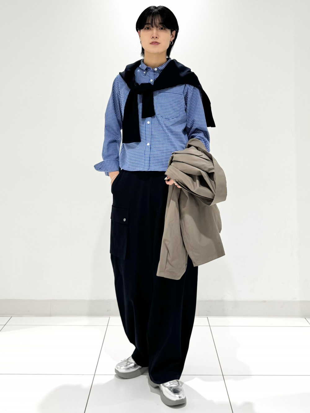 GU フルジップニットジャケット by rokh ネイビー М グラフィックT by rokh +X、フルジップニットジャケット by rokh