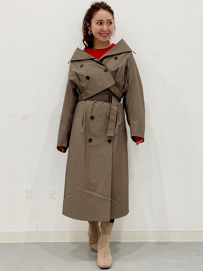 rokh× ツイルトレンチコート Sサイズ ソフトシアークルーネックT(長袖)、ショートトレンチコート by