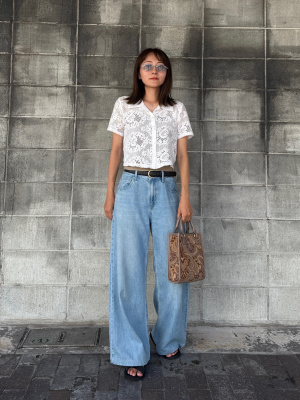 GU公式 | レースコンパクトシャツ(半袖)