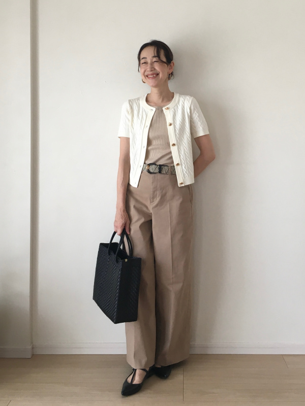 ザリガメ　カーキ色の上下セット、サイズ52-54（3-4） GU公式 | タックワイドパンツ(丈標準70.0～74.0cm)