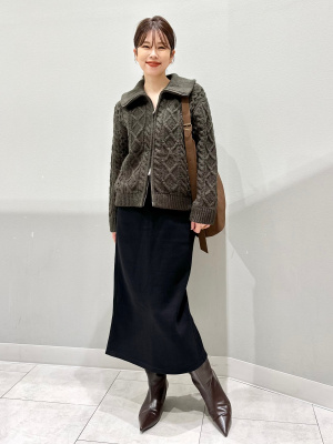 GU公式 | ケーブルニットブルゾン