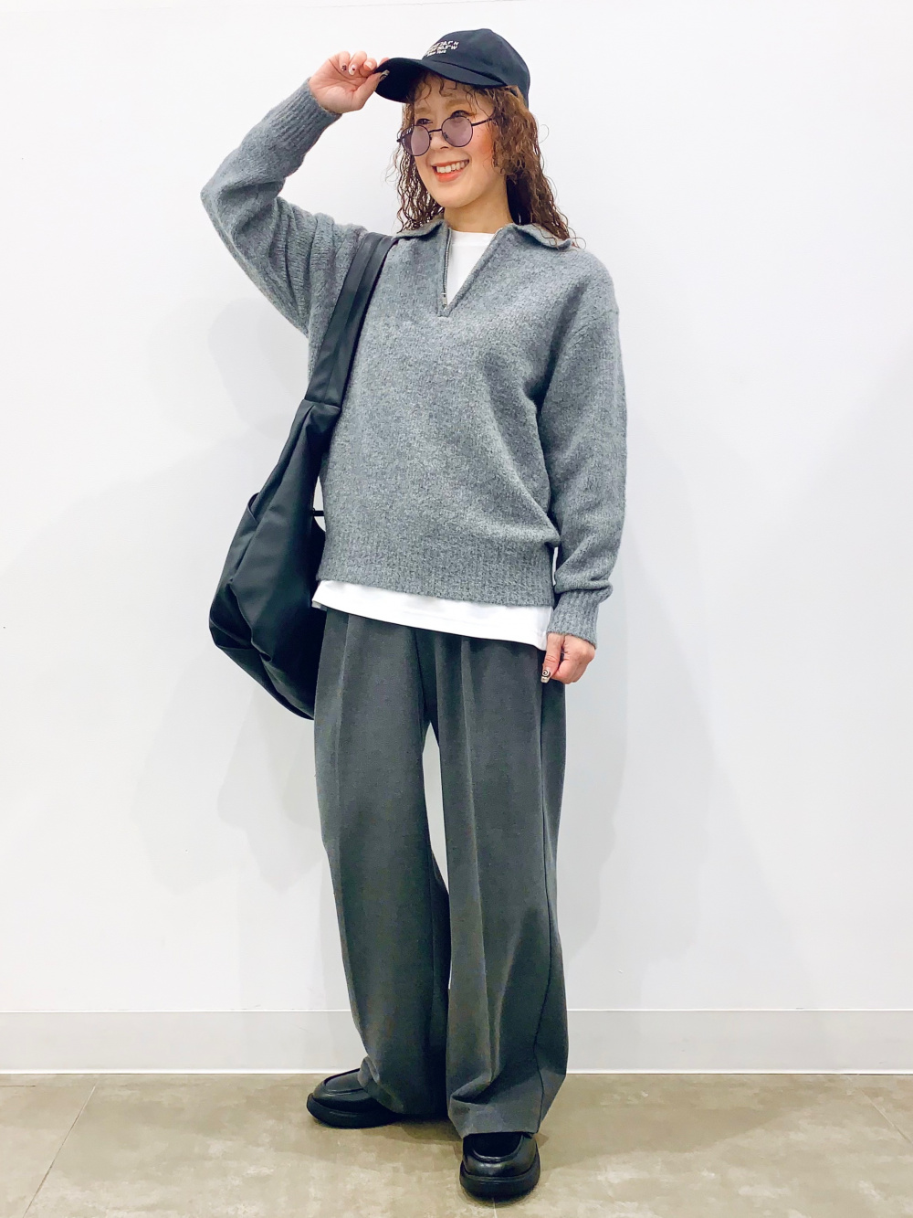 ソフトコットンクルーネックT(長袖)、パフニットハーフジッププル