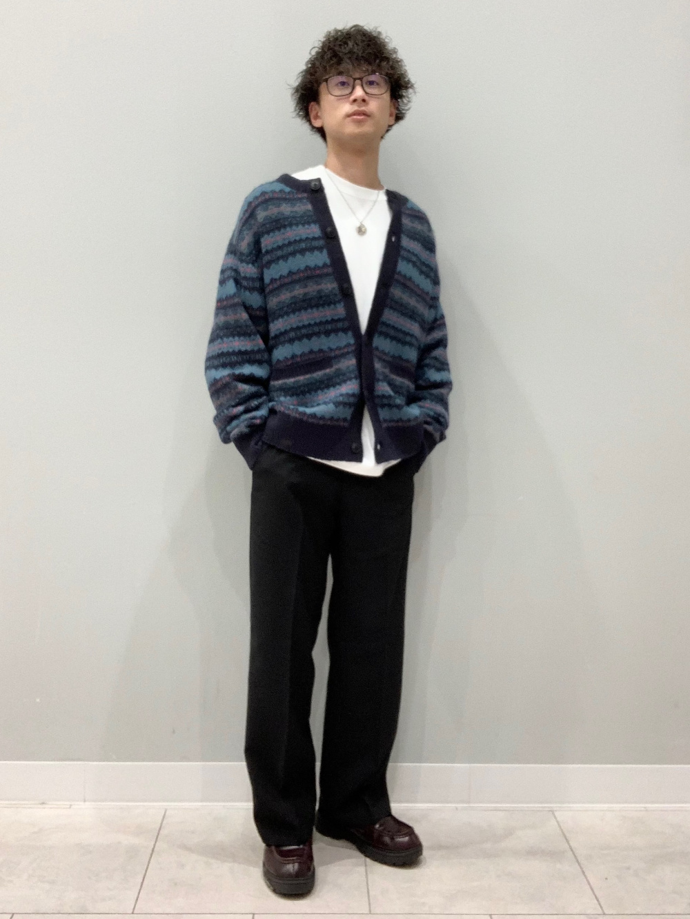 ソフトコットンクルーネックT(長袖)、パフニットフェアアイルクルー