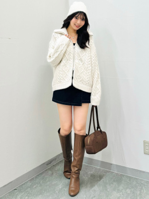 GU公式 | ストレッチリブUネックT(12分袖)(ウォーム)