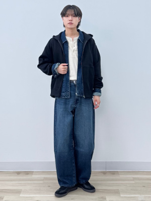 ●希少●完売商品●【新品】GU デニムジップアップブルゾン67ブルーXLサイズ GU公式 | デニムジップアップブルゾン(セットアップ可能)